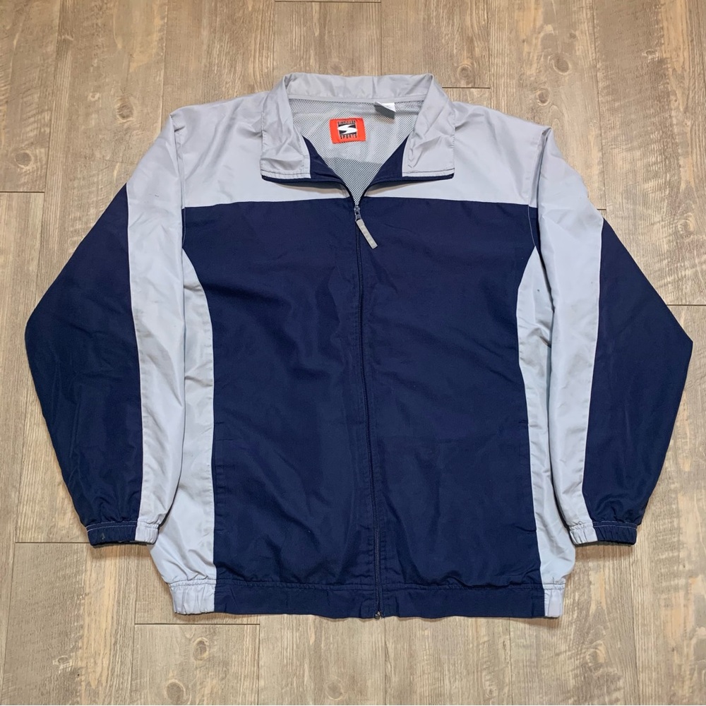 Navy and grey vintage windbreaker track jacket Size XXL tall